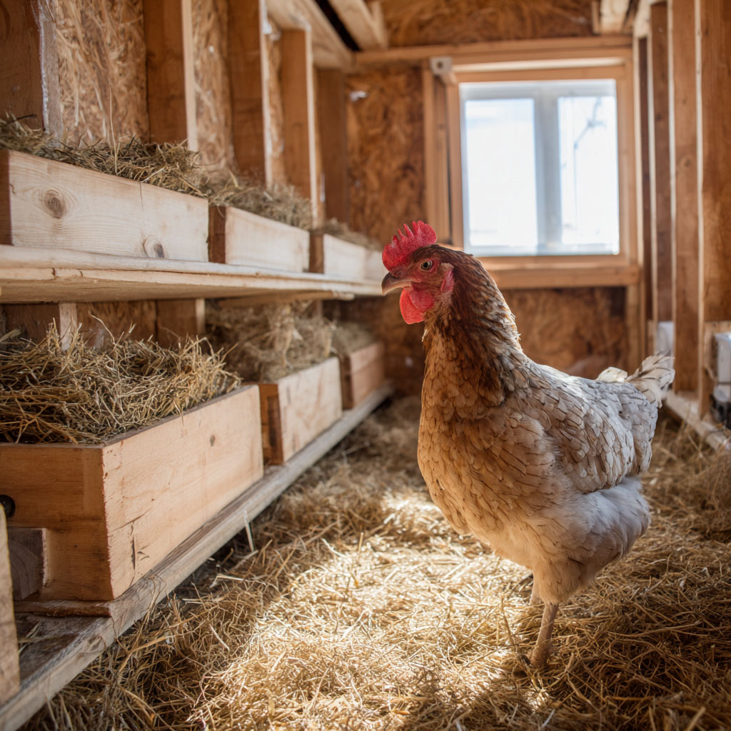 Chicken inside a Coop