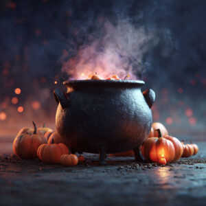 Smoking Cauldron with Drinks