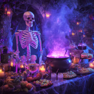 Skeleton Smoking Cauldron